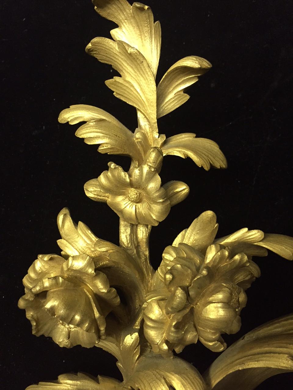 French Louis XV Style Ormolu Sconces, 19th Century For Sale 5