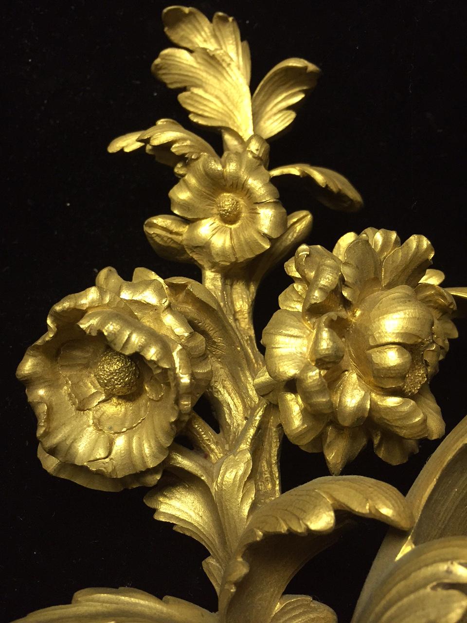 French Louis XV Style Ormolu Sconces, 19th Century For Sale 6