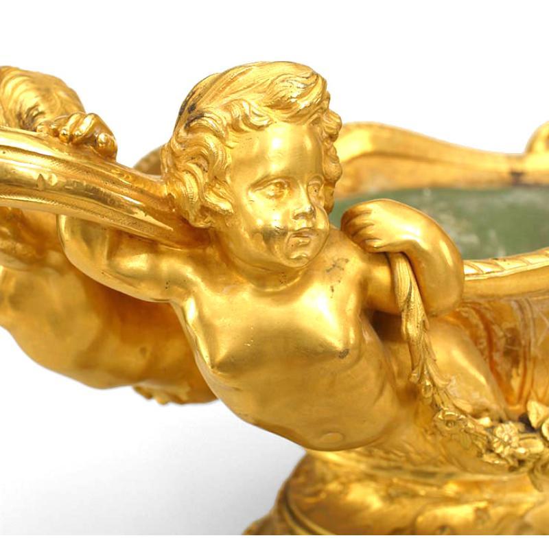 Ovaler Bronze-Dore-Tafelaufsatz im französischen Louis XV.-Stil (Französisch) im Angebot