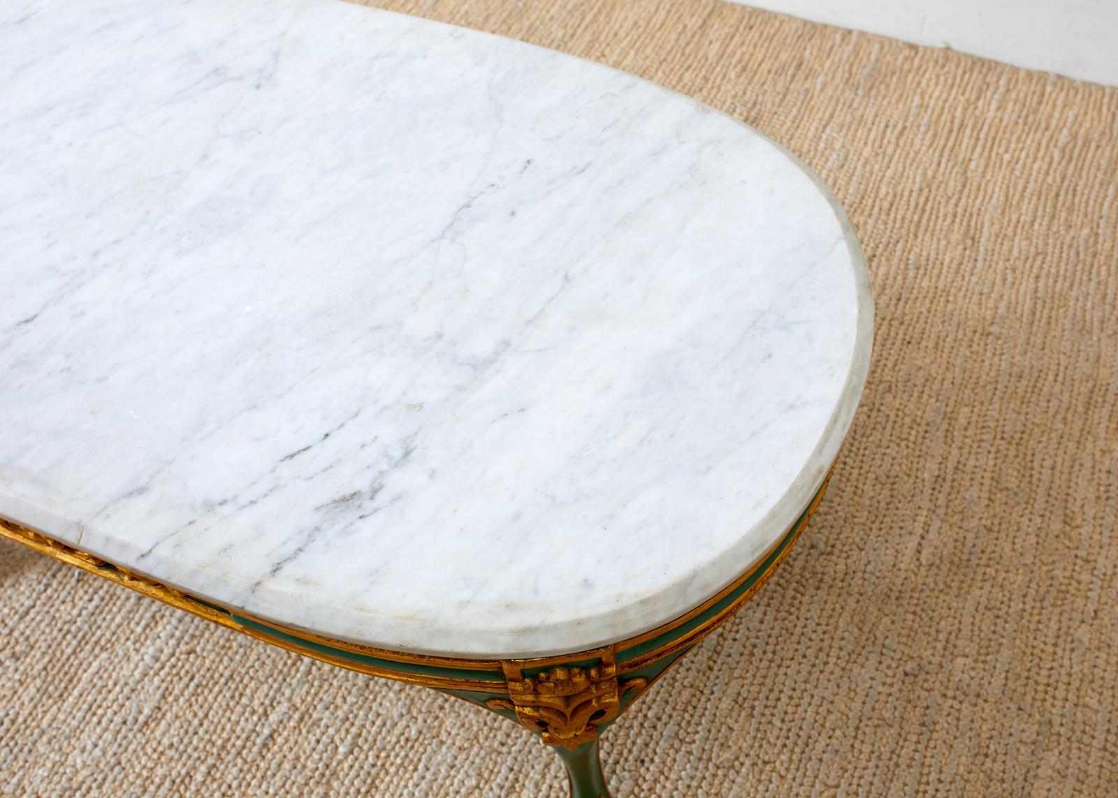French Louis XV Style Oval Marble-Top Cocktail Table For Sale 4