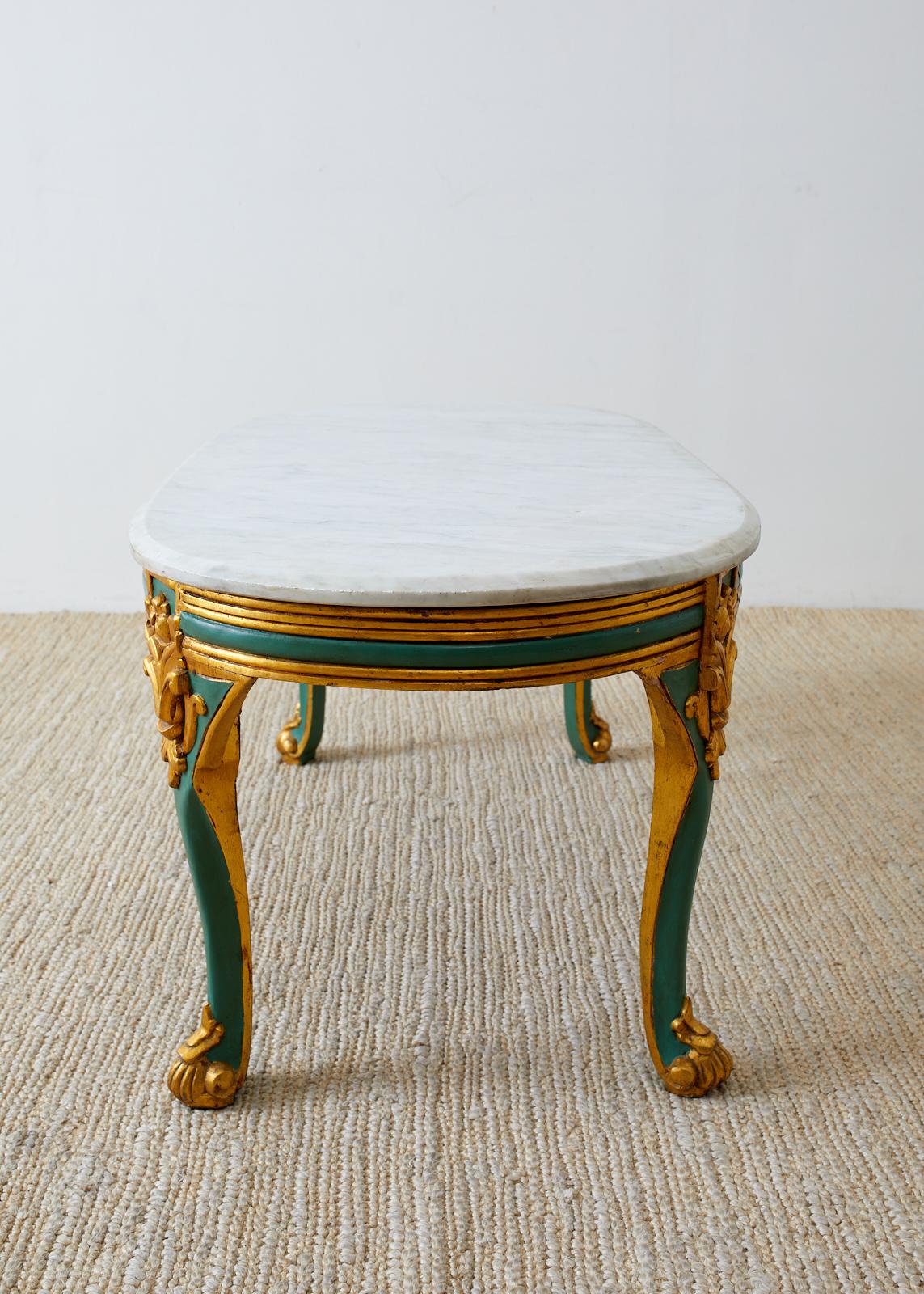 French Louis XV Style Oval Marble-Top Cocktail Table For Sale 7