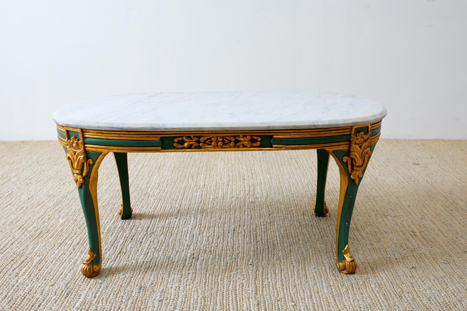 French Louis XV Style Oval Marble-Top Cocktail Table For Sale 9
