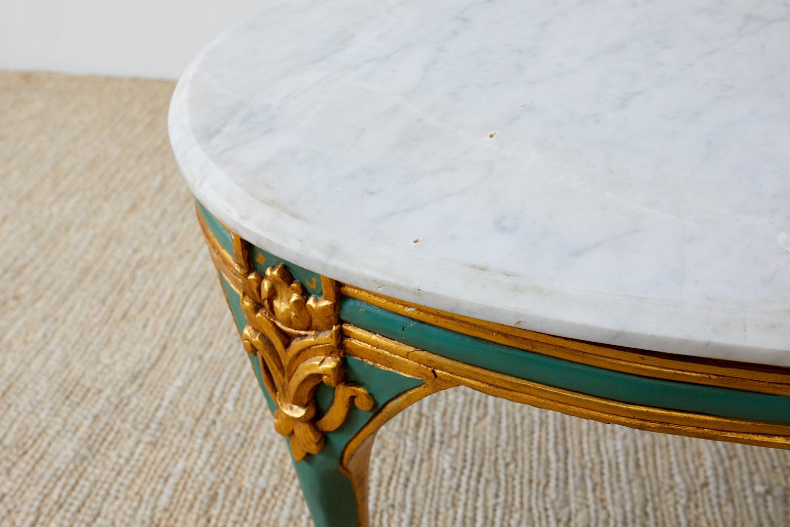 French Louis XV Style Oval Marble-Top Cocktail Table For Sale 1