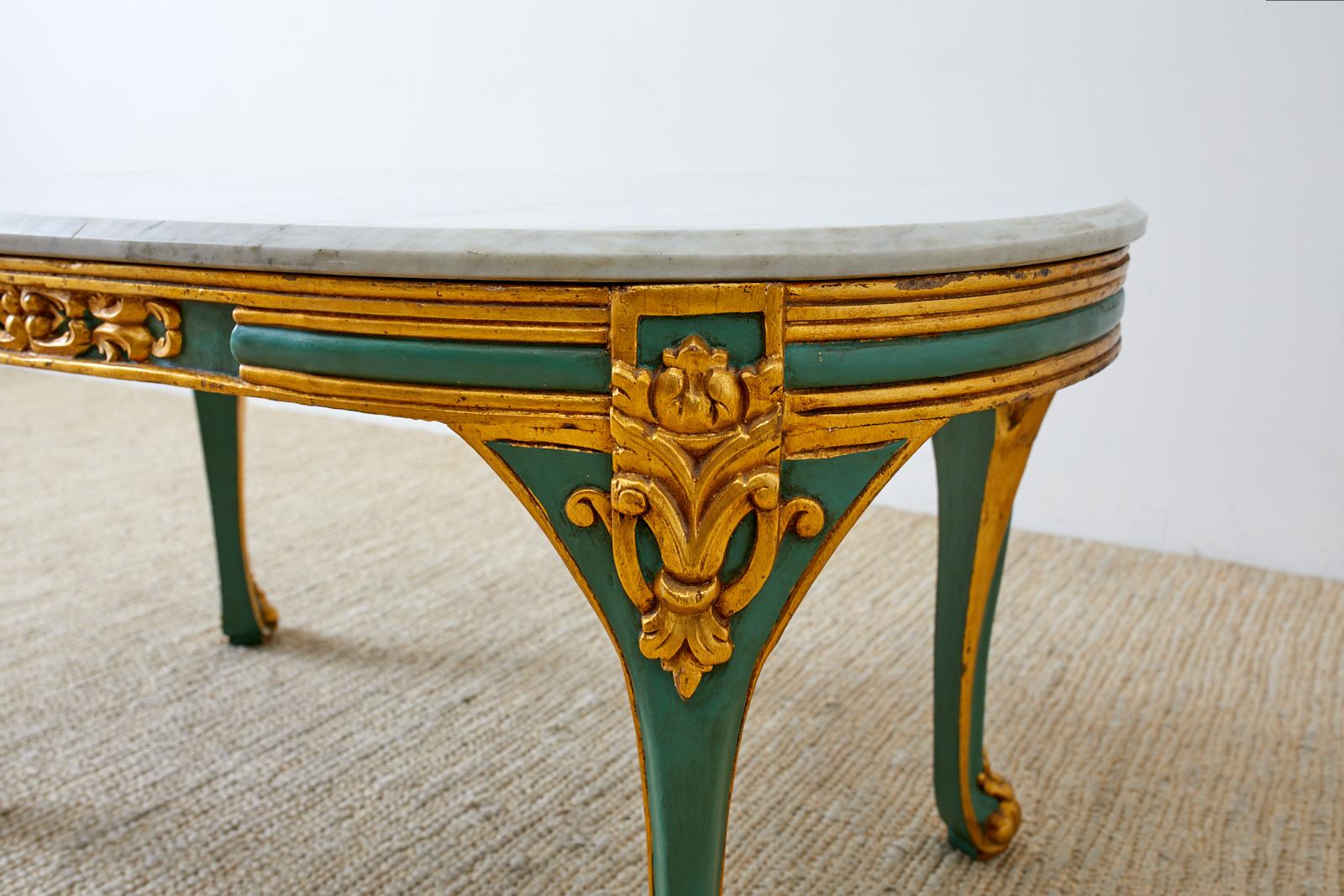 French Louis XV Style Oval Marble-Top Cocktail Table For Sale 2