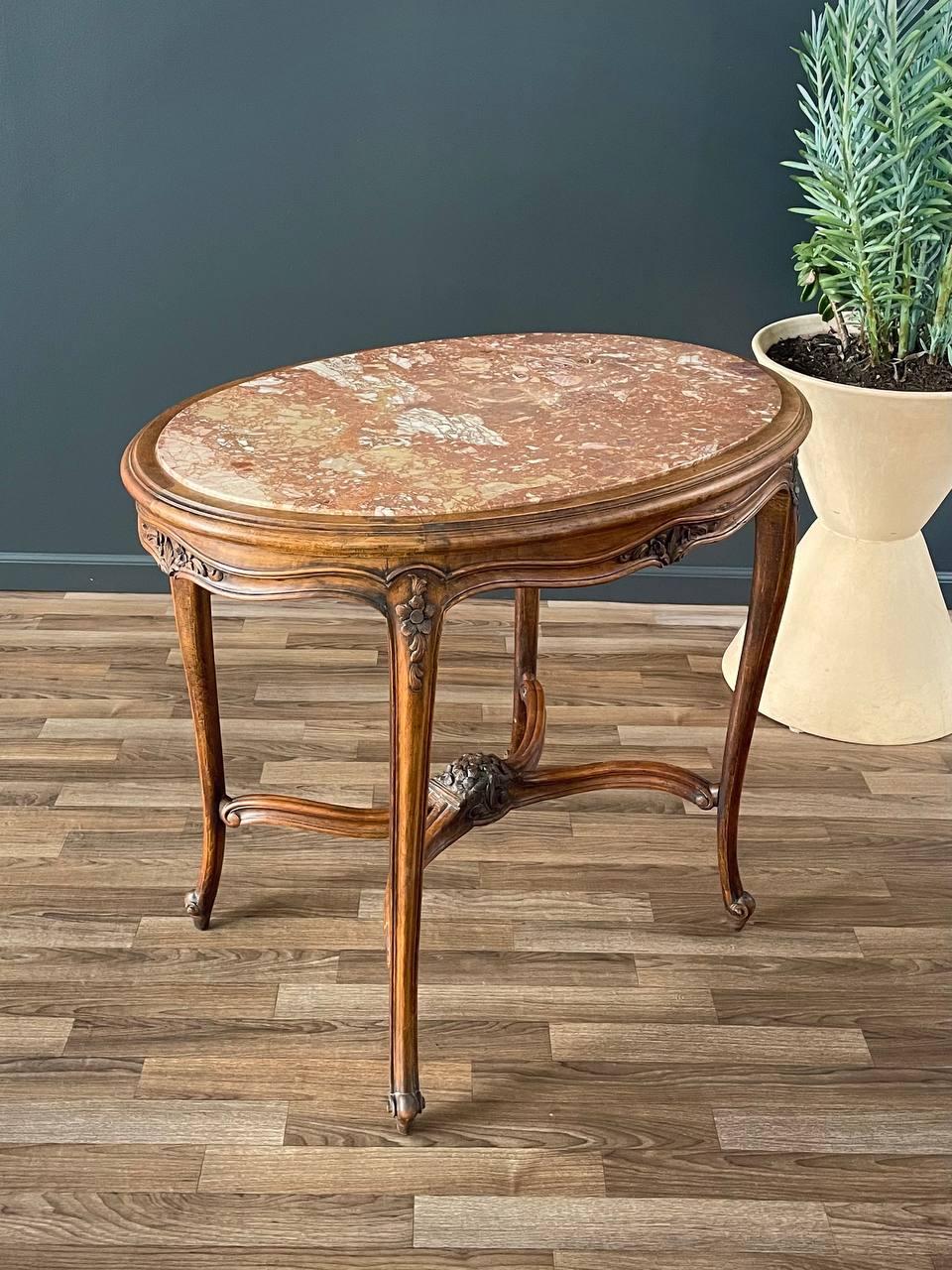 Condition: Original Vintage Condition

Materials: Carved Wood, Original Marble Stone