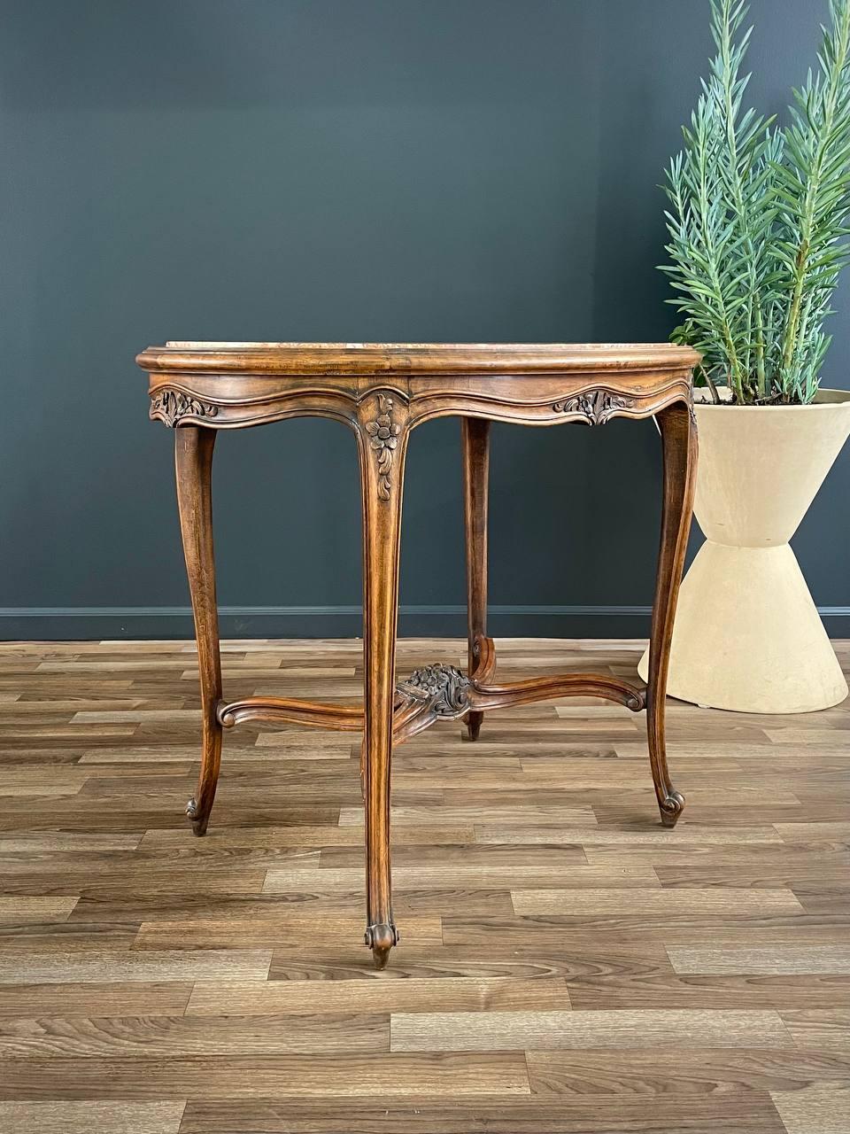 French Louis XV Style Oval Table with Marble Top In Good Condition For Sale In Los Angeles, CA
