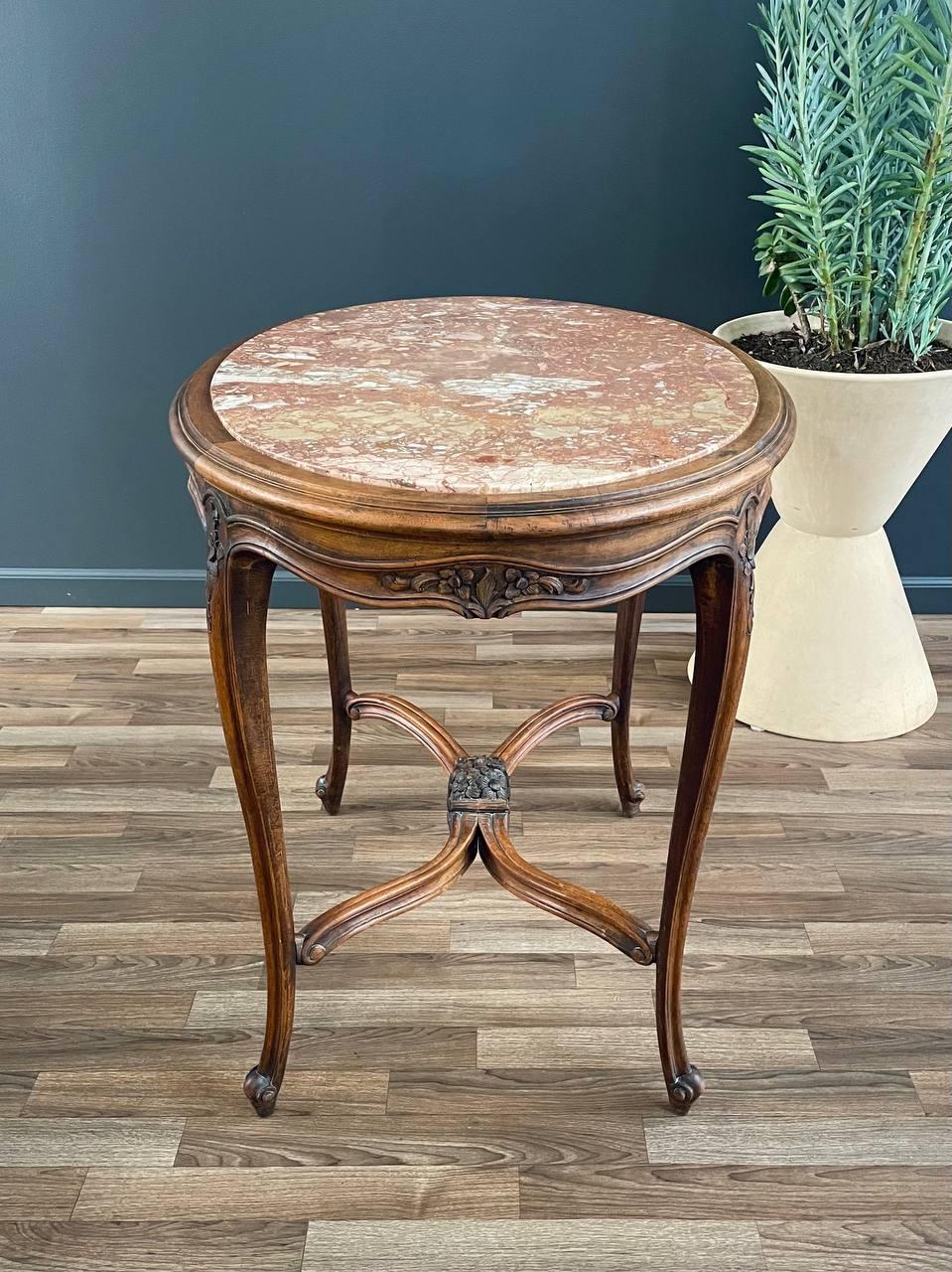 French Louis XV Style Oval Table with Marble Top For Sale 2