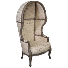 French Louis XV Style Paint Decorated Canopy Porter Chair Circa 2000s