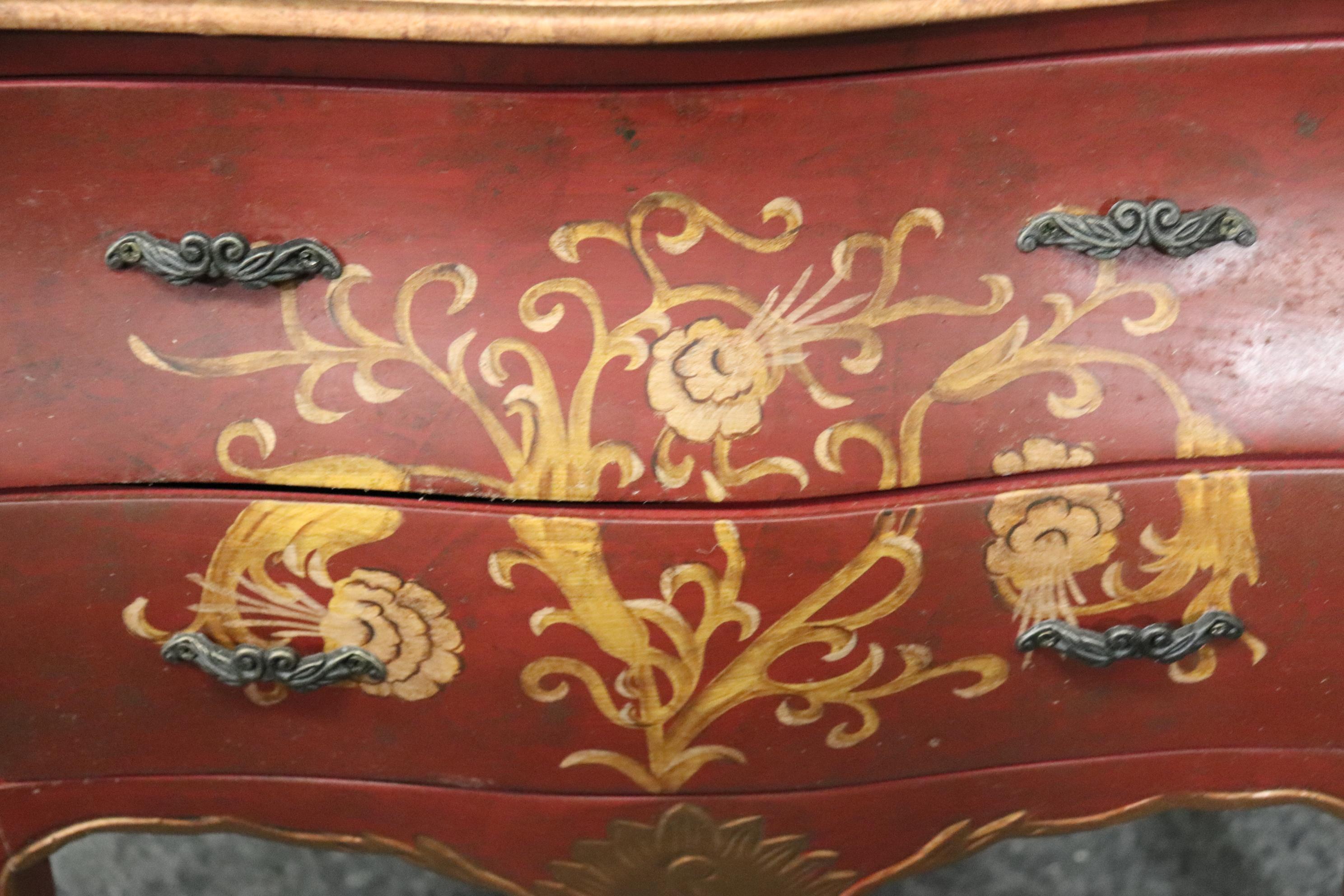 French Louis XV Style Paint Decorated Petite Commode Jewelry Box, Circa 1970 For Sale 6