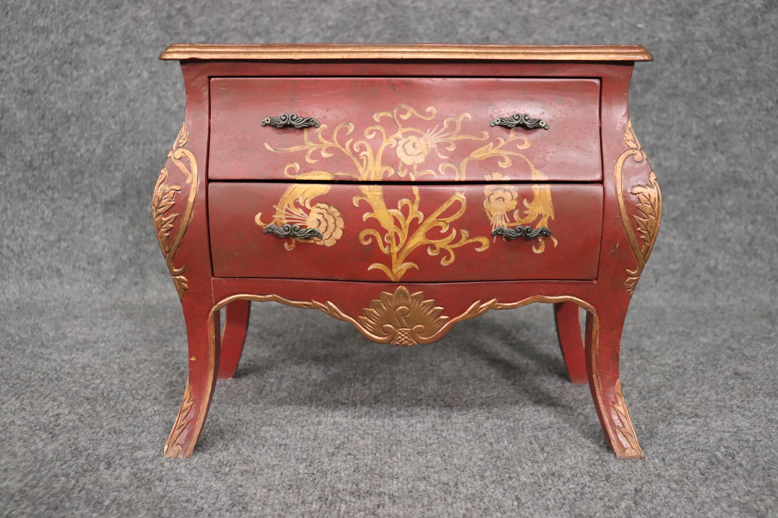 European French Louis XV Style Paint Decorated Petite Commode Jewelry Box, Circa 1970 For Sale