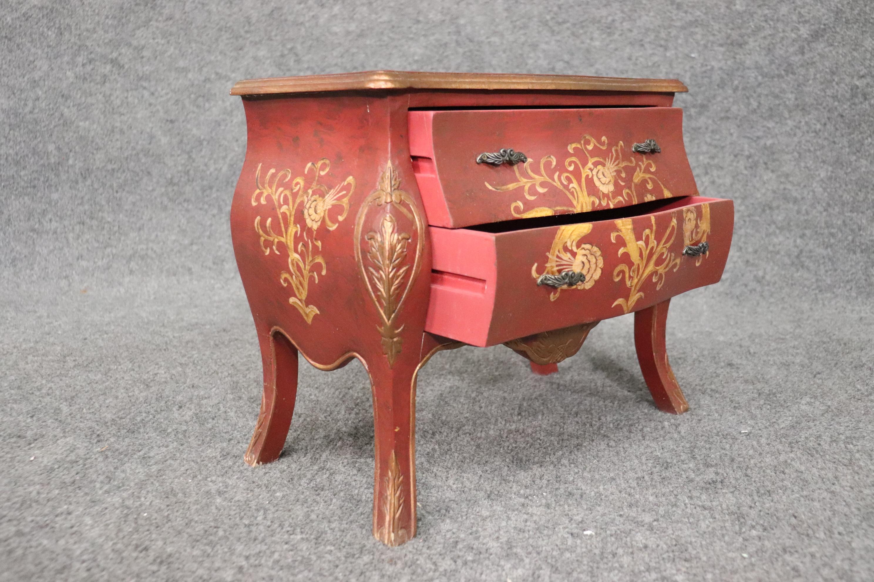 French Louis XV Style Paint Decorated Petite Commode Jewelry Box, Circa 1970 For Sale 2