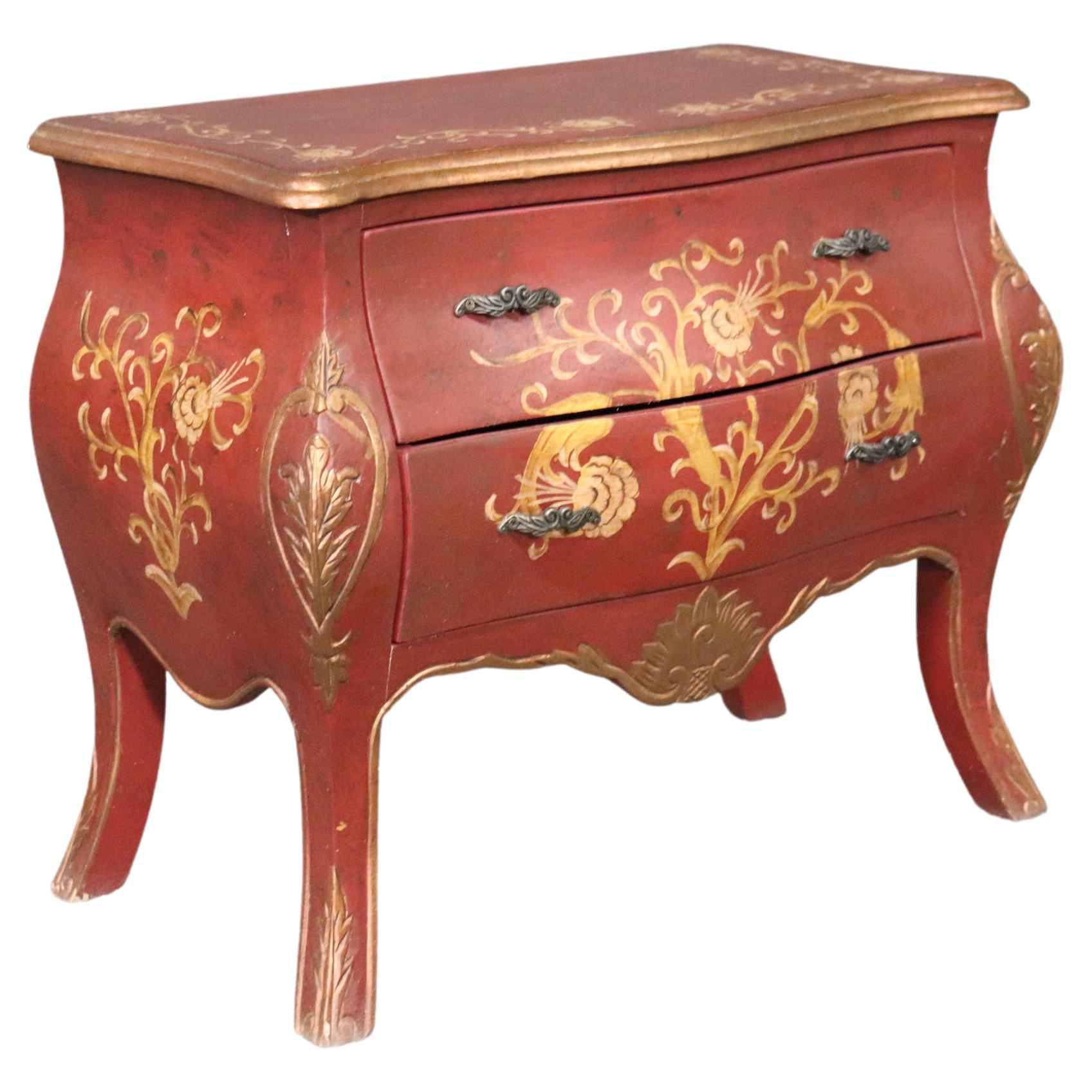 French Louis XV Style Paint Decorated Petite Commode Jewelry Box, Circa 1970 For Sale