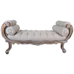 French Louis XV Style Painted Bench with Bolsters
