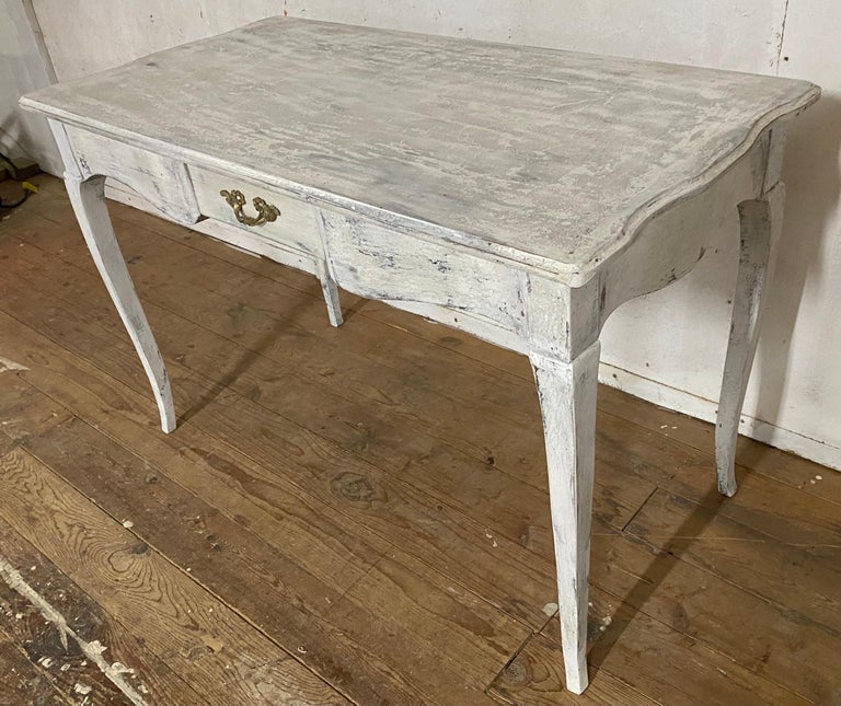 French Louis XV Style Painted Bureau Plat Writing Desk For Sale 3