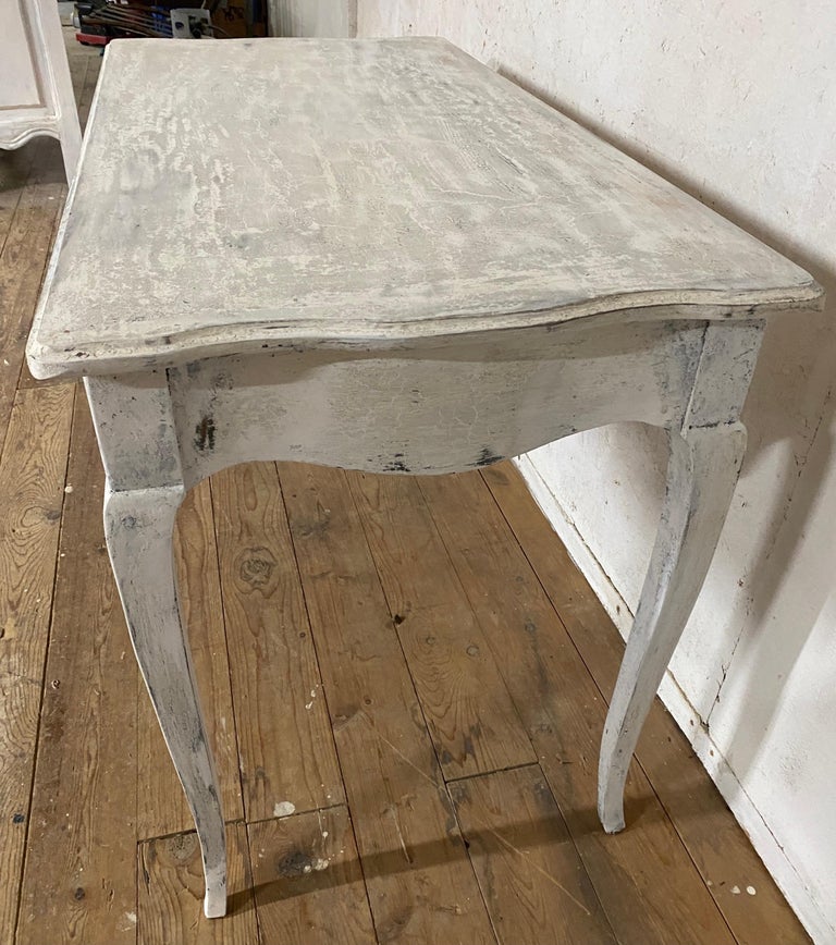 French Louis XV Style Painted Bureau Plat Writing Desk For Sale 1