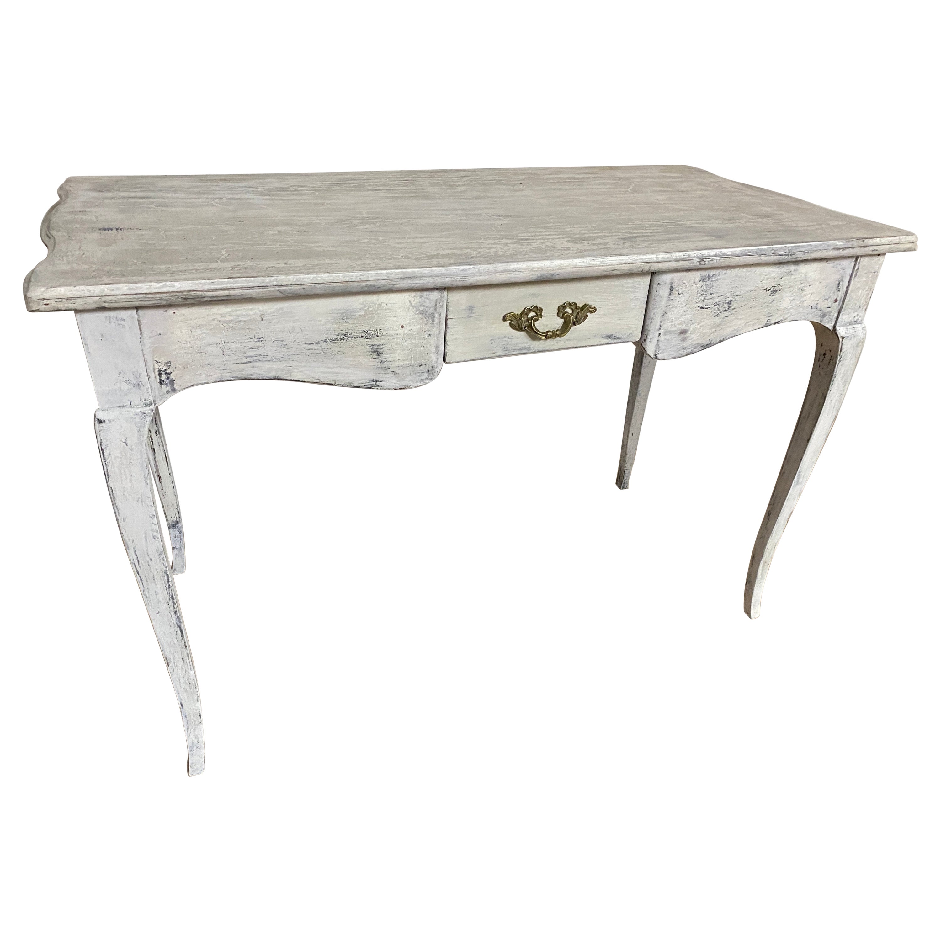 French Louis XV Style Painted Bureau Plat Writing Desk
