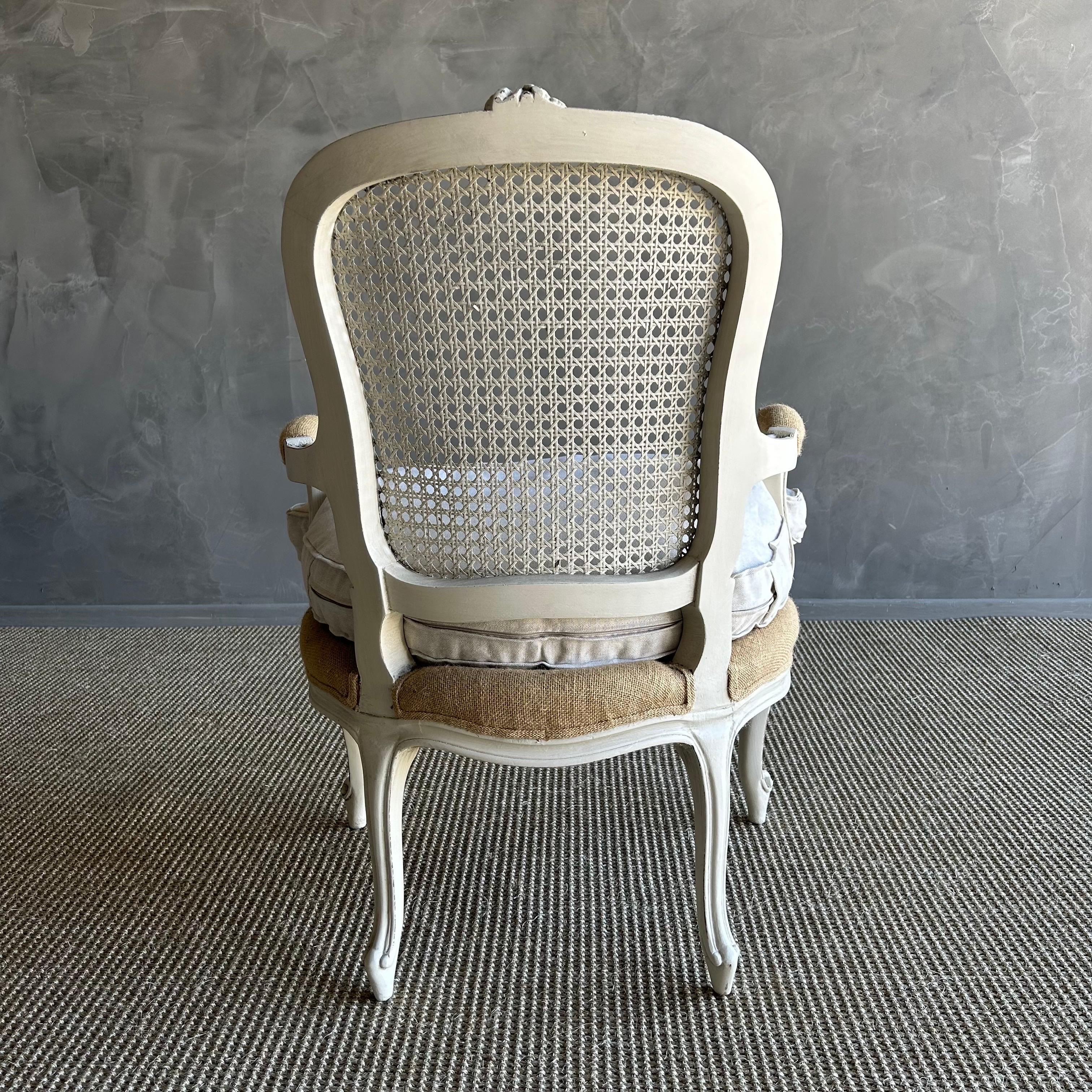 French Louis XV Style Painted Cane Chair 1