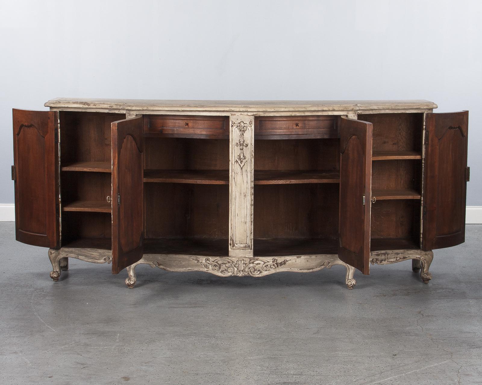 French Louis XV Style Painted Enfilade Buffet, Early 1900s 11