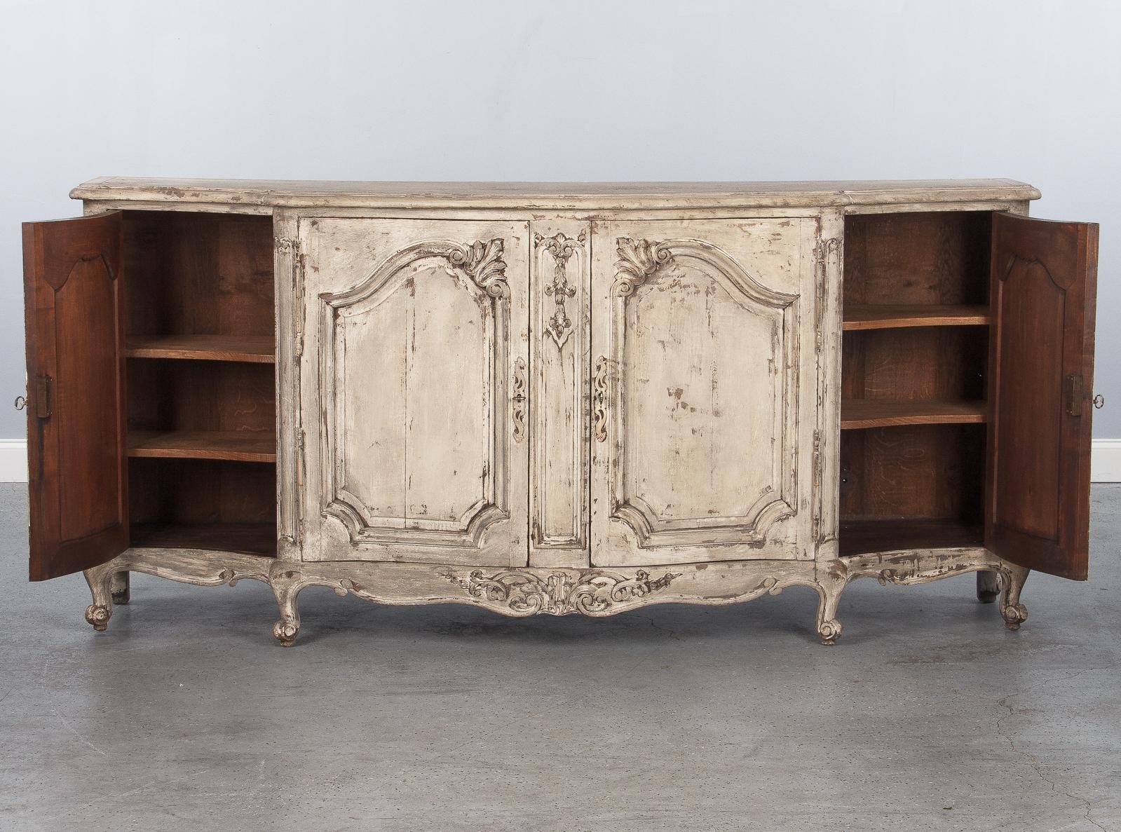 Oak French Louis XV Style Painted Enfilade Buffet, Early 1900s