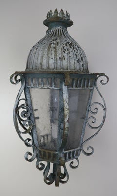French Louis XV Style Painted Handwrought Iron Lantern Sconce
