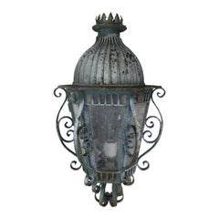 French Louis XV Style Painted Handwrought Iron Lantern Sconce