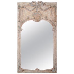 French Louis XV Style Painted Mirror with Flower Basket