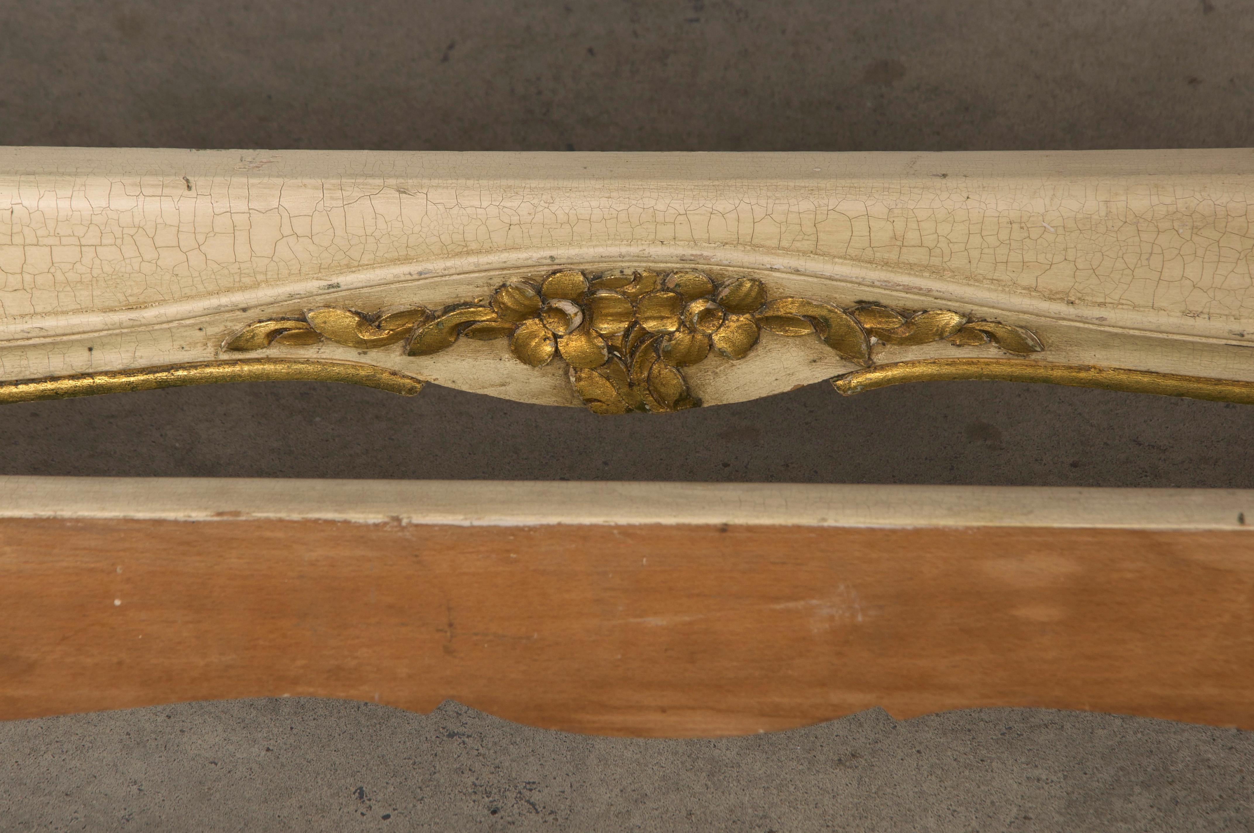 French Louis XV Style Painted Twin Size Bedframes W/ Rose Velvet - A Pair 13