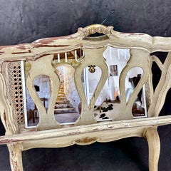 French Louis XV Style Painted Wood Cane Magazine Rack, Early 20th Century