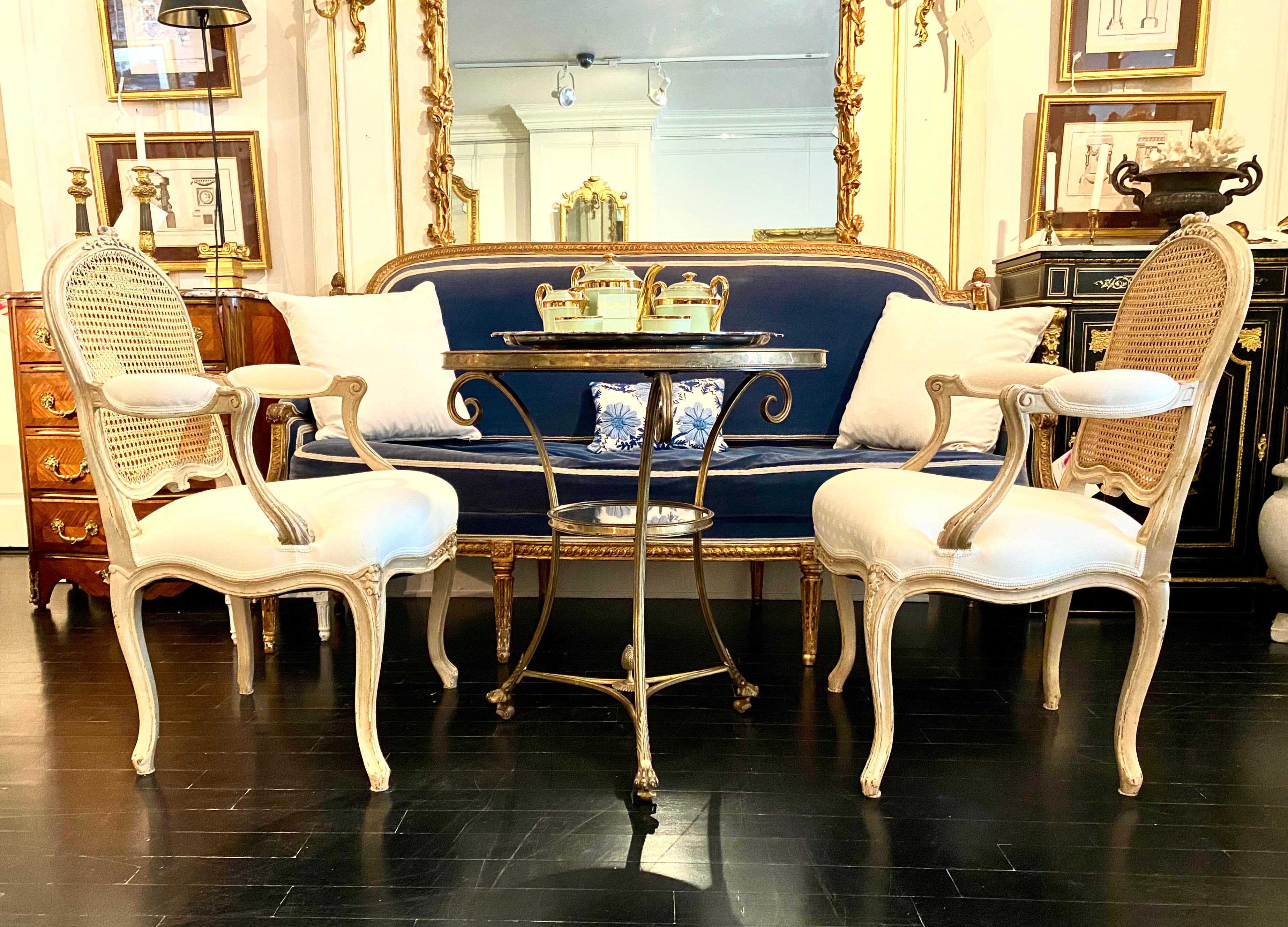 Paar Sessel im Louis-XV-Stil, Sitzlehne aus Rohr, 6 verfügbar im Angebot 12