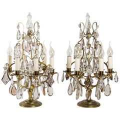 Antique French Louis XV Style, Pair of Gilt Bronze Girandole Lamps, circa 1900