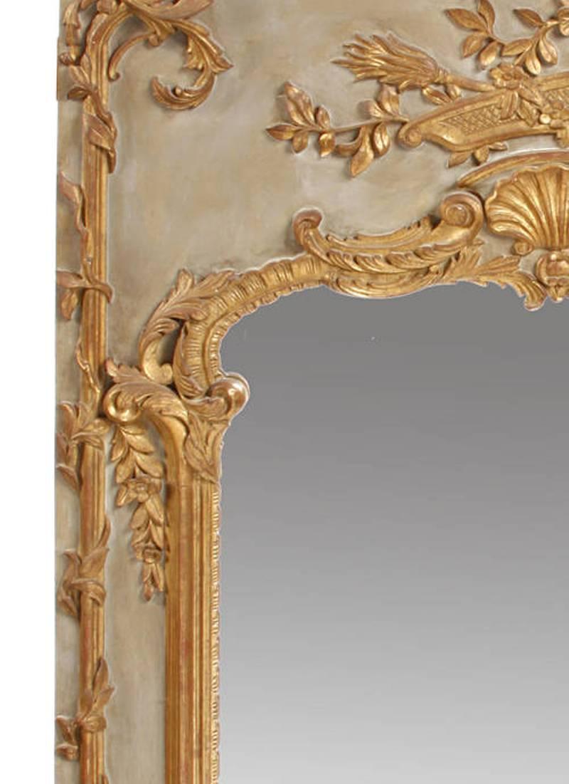 Carved French Louis XV Style Parcel-Gilt Boiserie Mirror, 19th Century