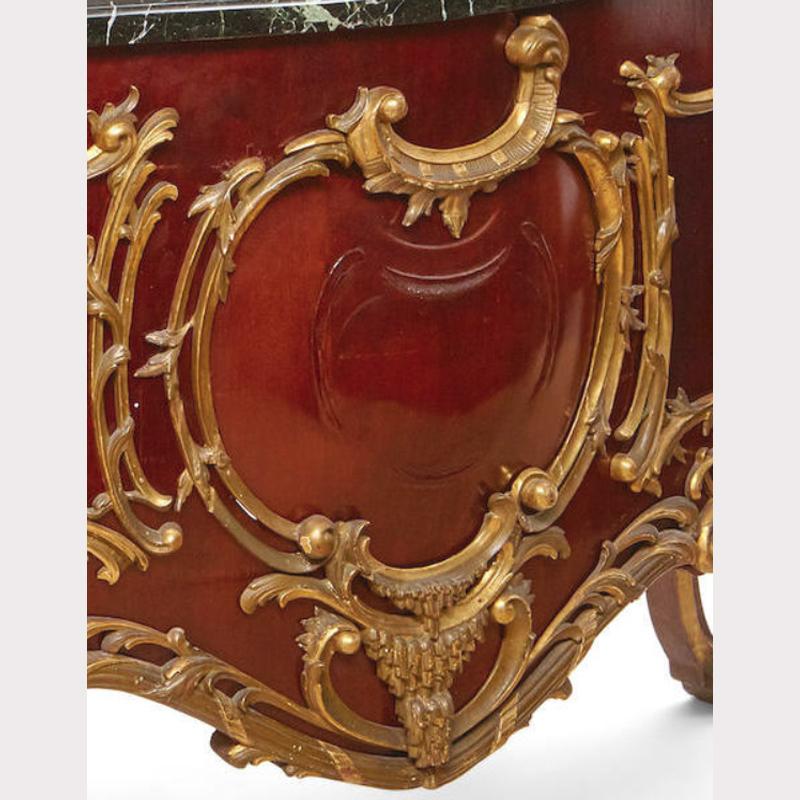Marble French Louis XV Style Parcel-Gilt Commode-Form Console, 19th Century