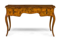 French Louis XV-Style Patchwork Burlwood Veneer Desk