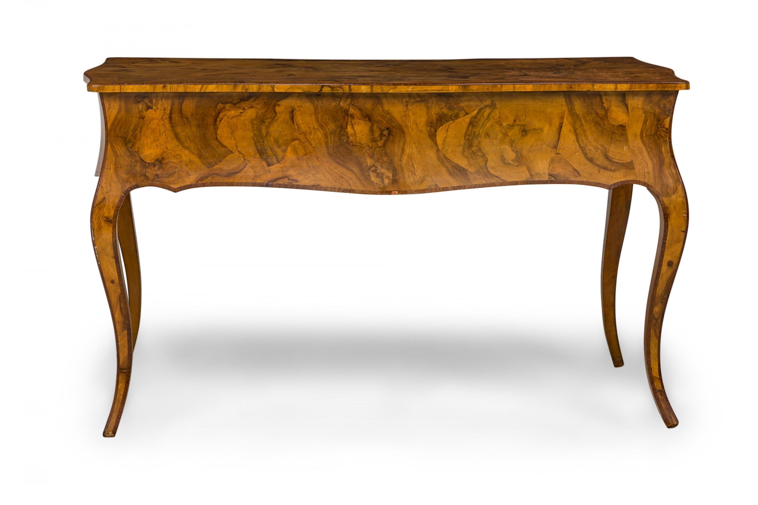 Metal French Louis XV-Style Patchwork Burlwood Veneer Desk For Sale