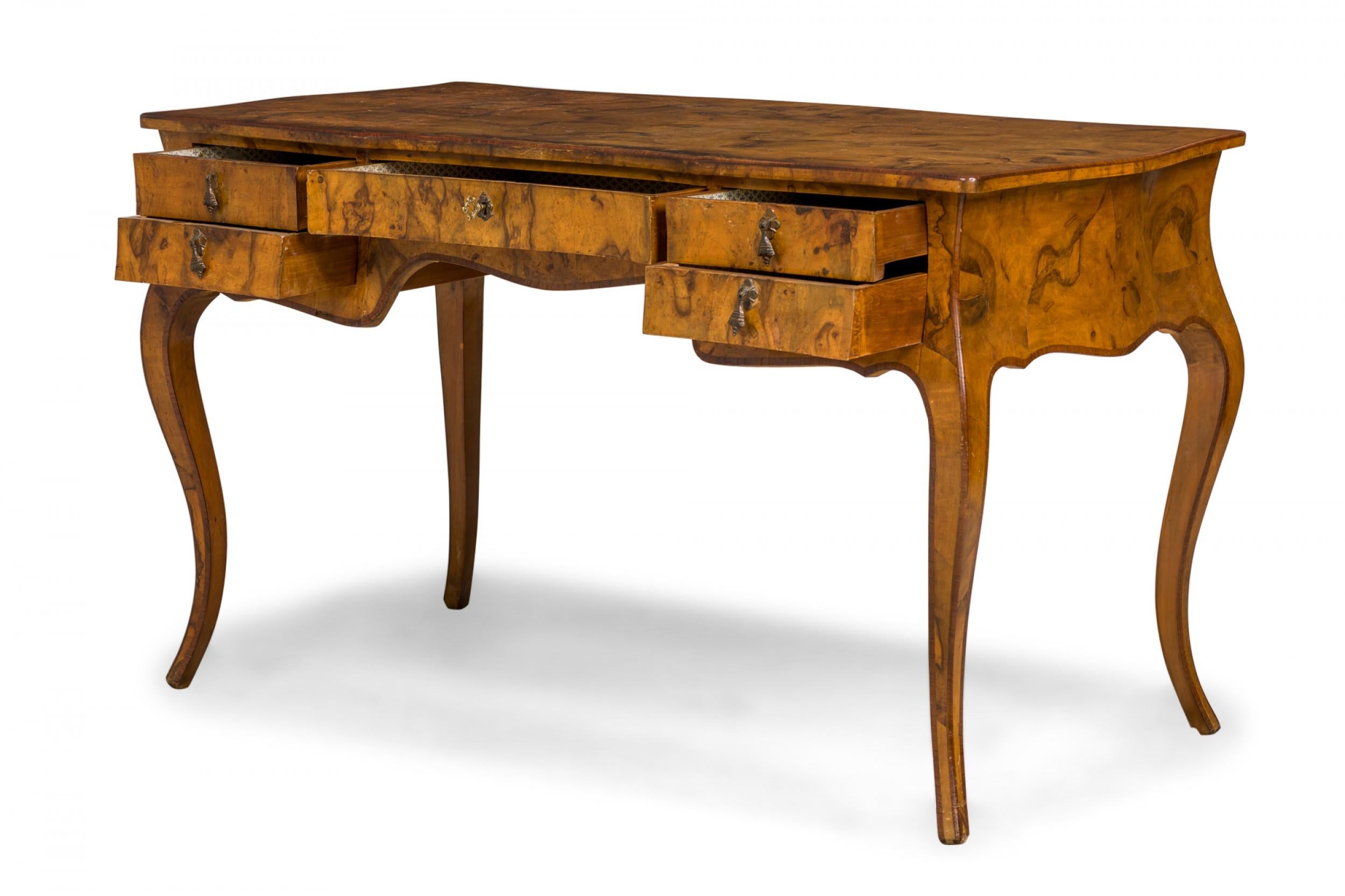 French Louis XV-Style Patchwork Burlwood Veneer Desk For Sale 1