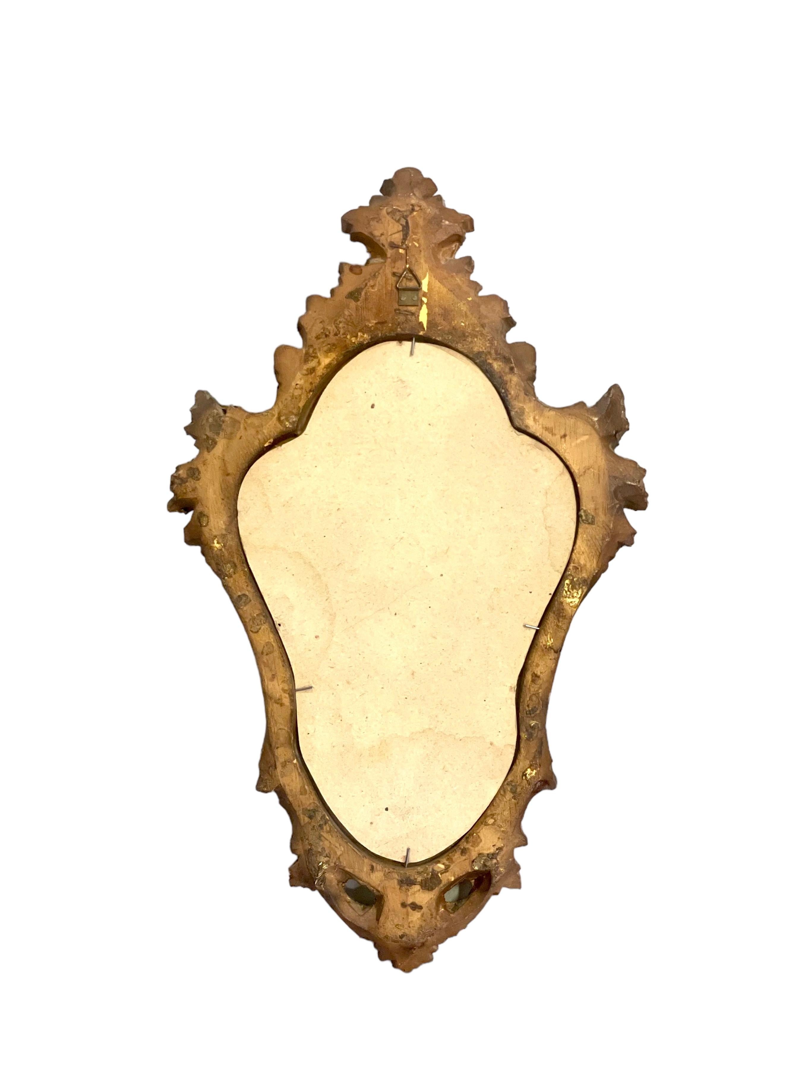 French Louis XV Style Petite Gilt Wall Mirror For Sale 1