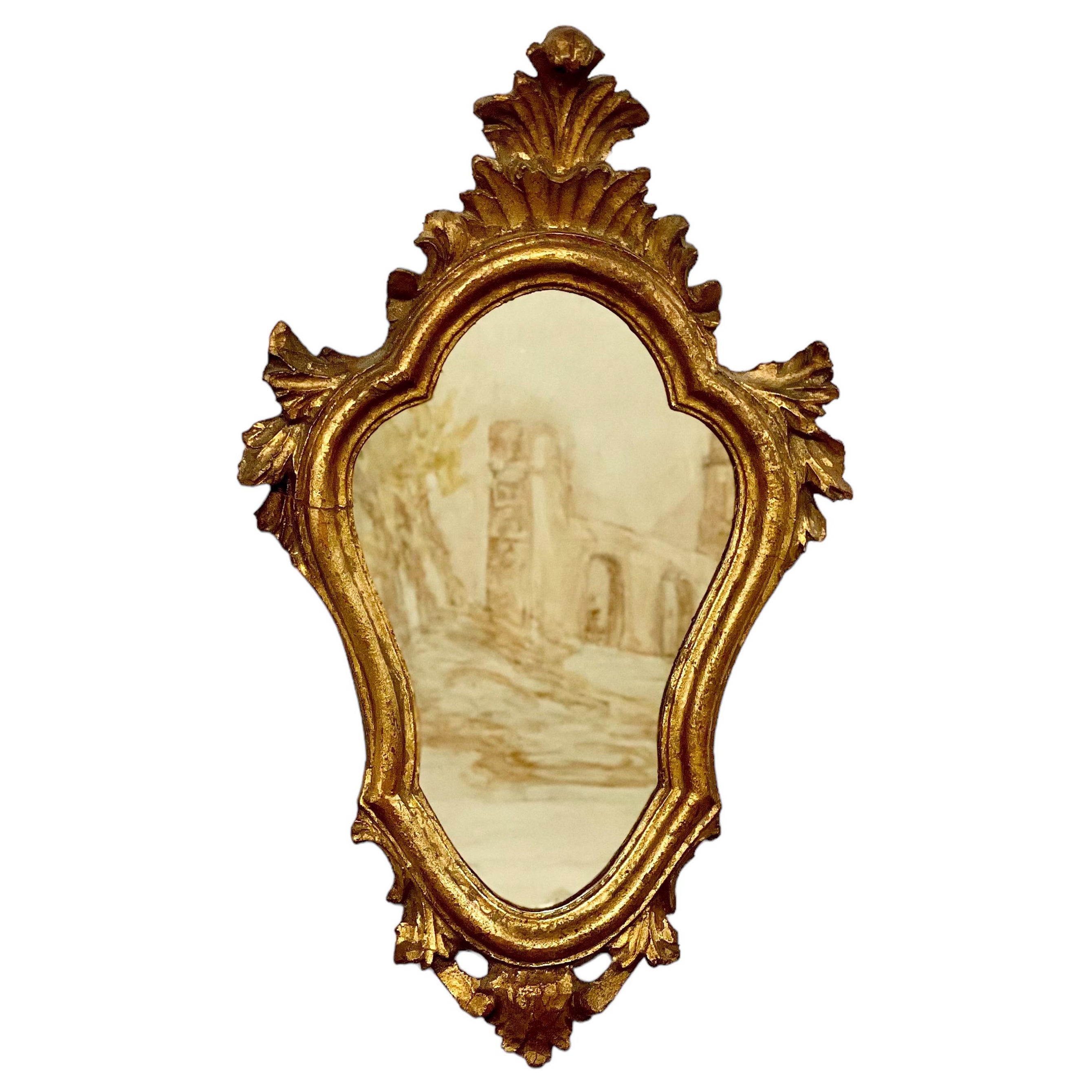 Specchio da parete francese Petite Gilt in stile Luigi XV