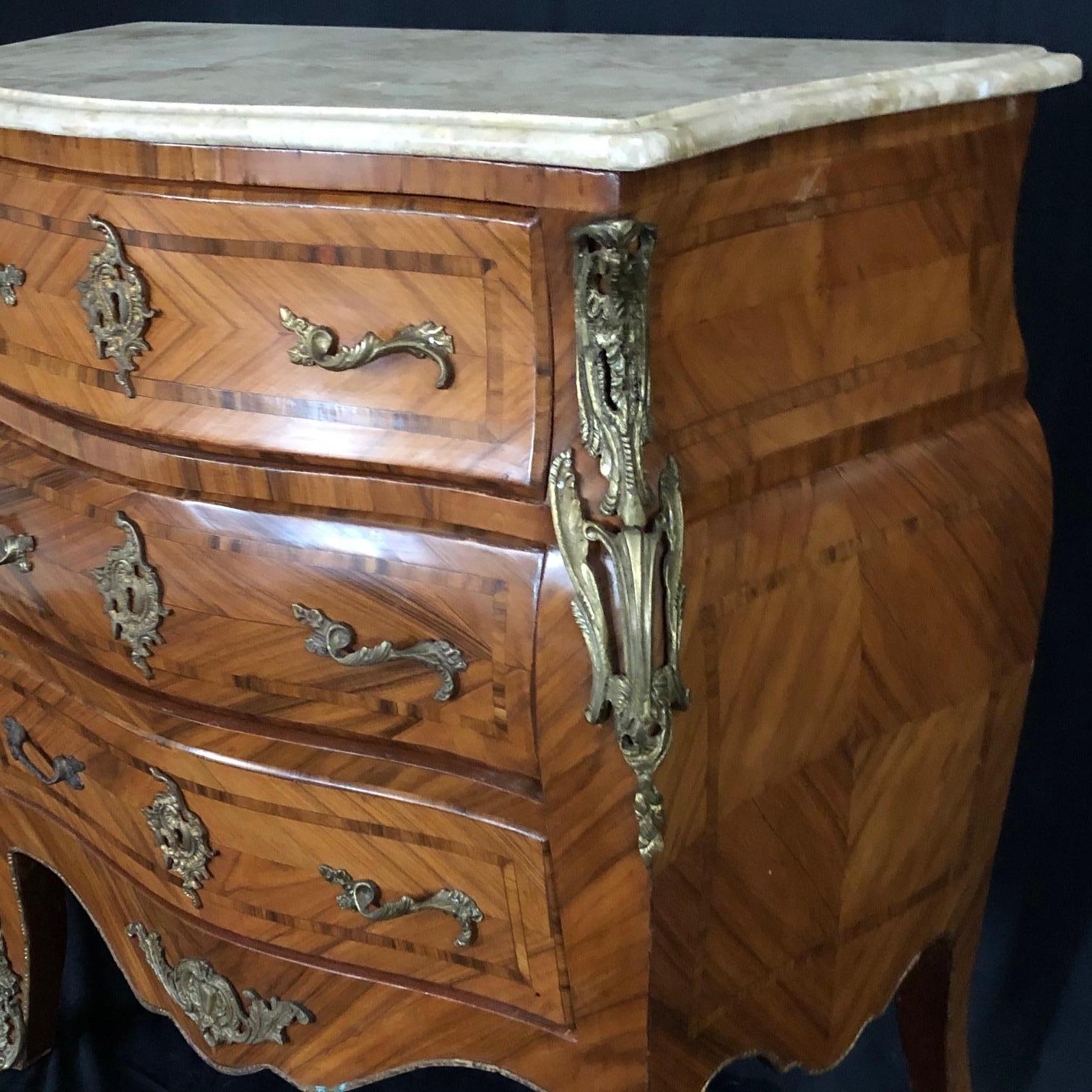 French Louis XV Style Petite Marble Topped Chest or Commode 5