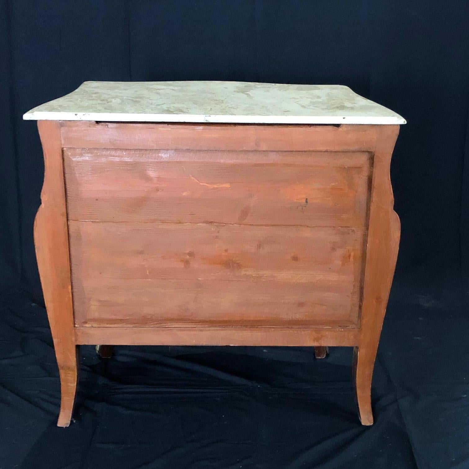 French Louis XV Style Petite Marble Topped Chest or Commode 6