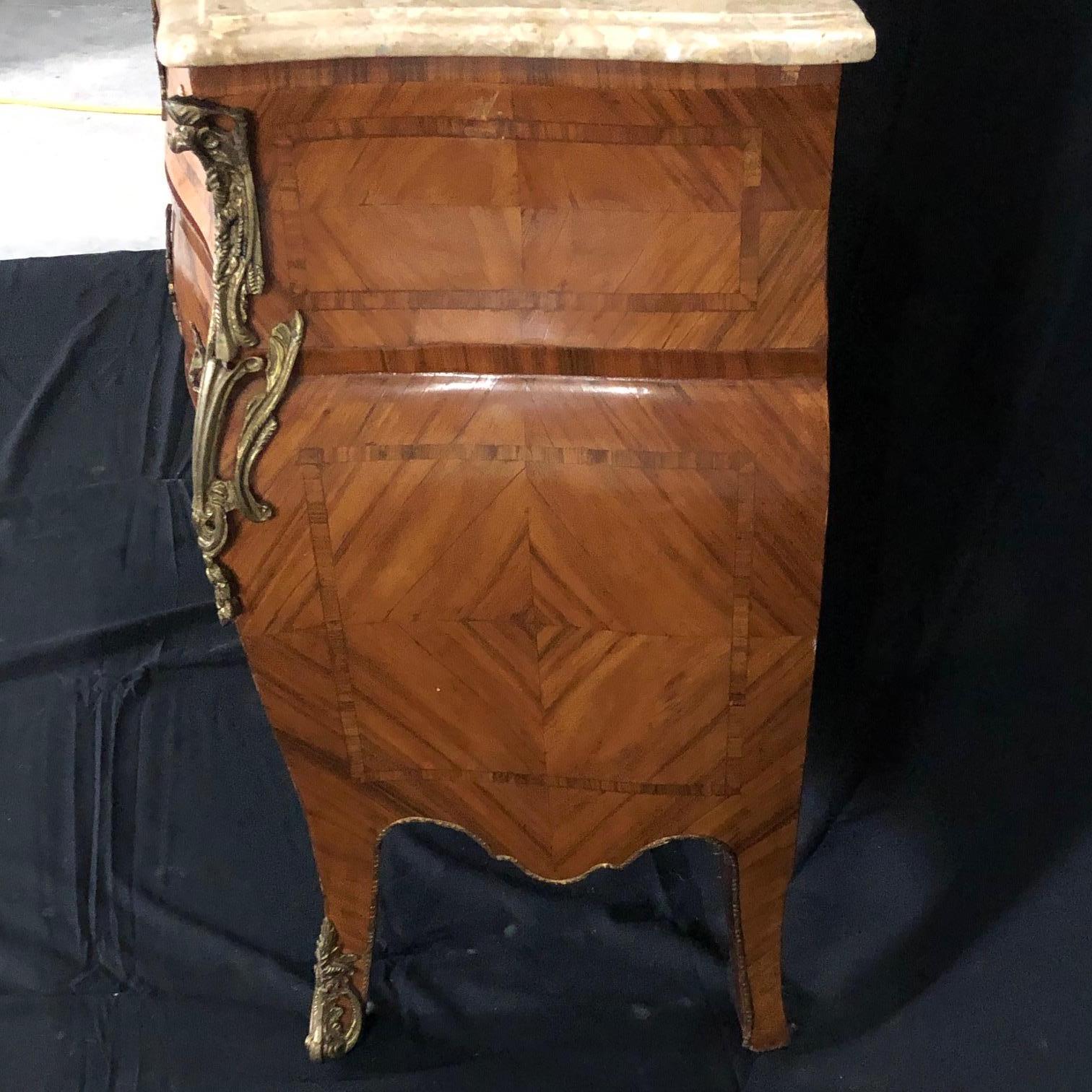 French Louis XV Style Petite Marble Topped Chest or Commode 1