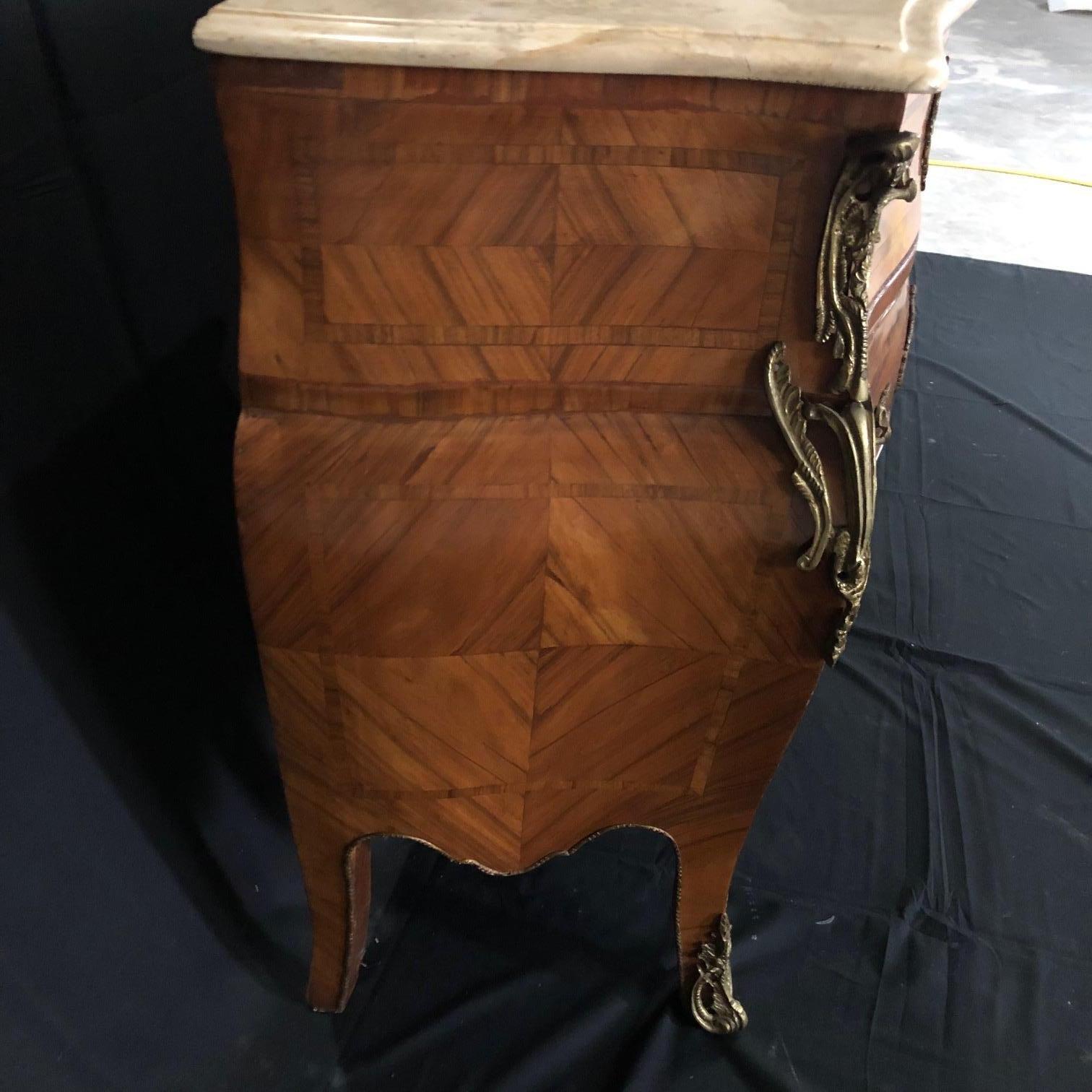 French Louis XV Style Petite Marble Topped Chest or Commode 3