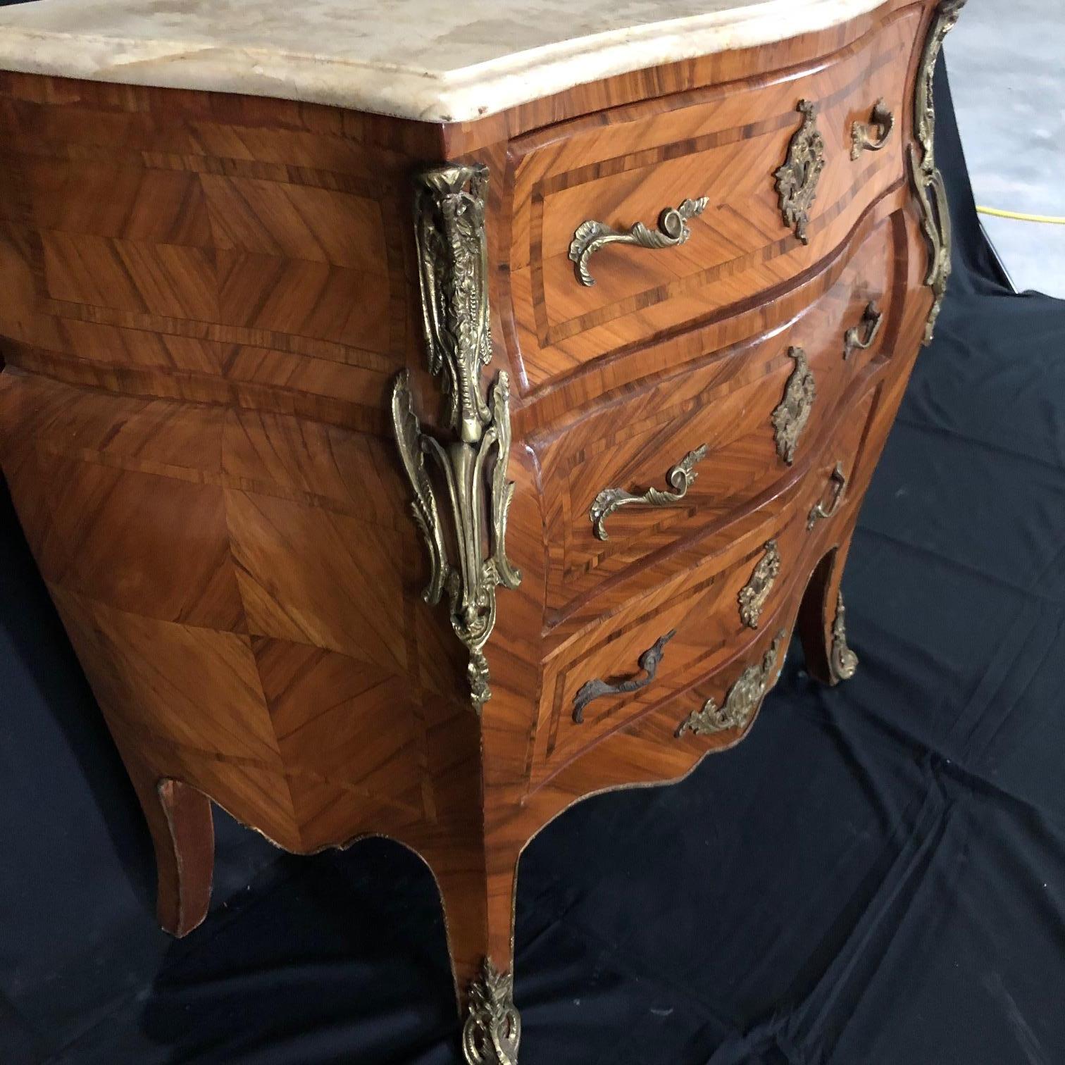 French Louis XV Style Petite Marble Topped Chest or Commode 4