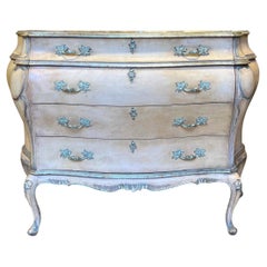 Retro French Louis XV Style Pink Blush & Silver Gilt Serpentine Bombay Chest / Commode