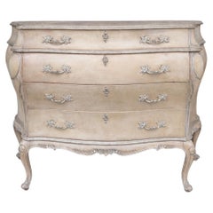 French Louis XV Style Pink Blush & Silver Gilt Serpentine Bombay Chest / Commode