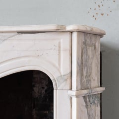 French Louis XV Style Pompadour Fireplace in Arabescato Marble