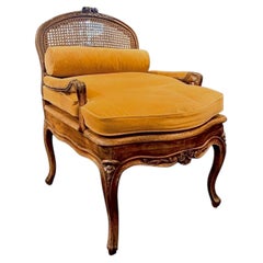 French Louis XV Style Provençal Caned Armchair with Cushion and Bolster