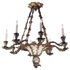 French Louis XV Style Rococo Bronze and Glass Eight-Light Chandelier