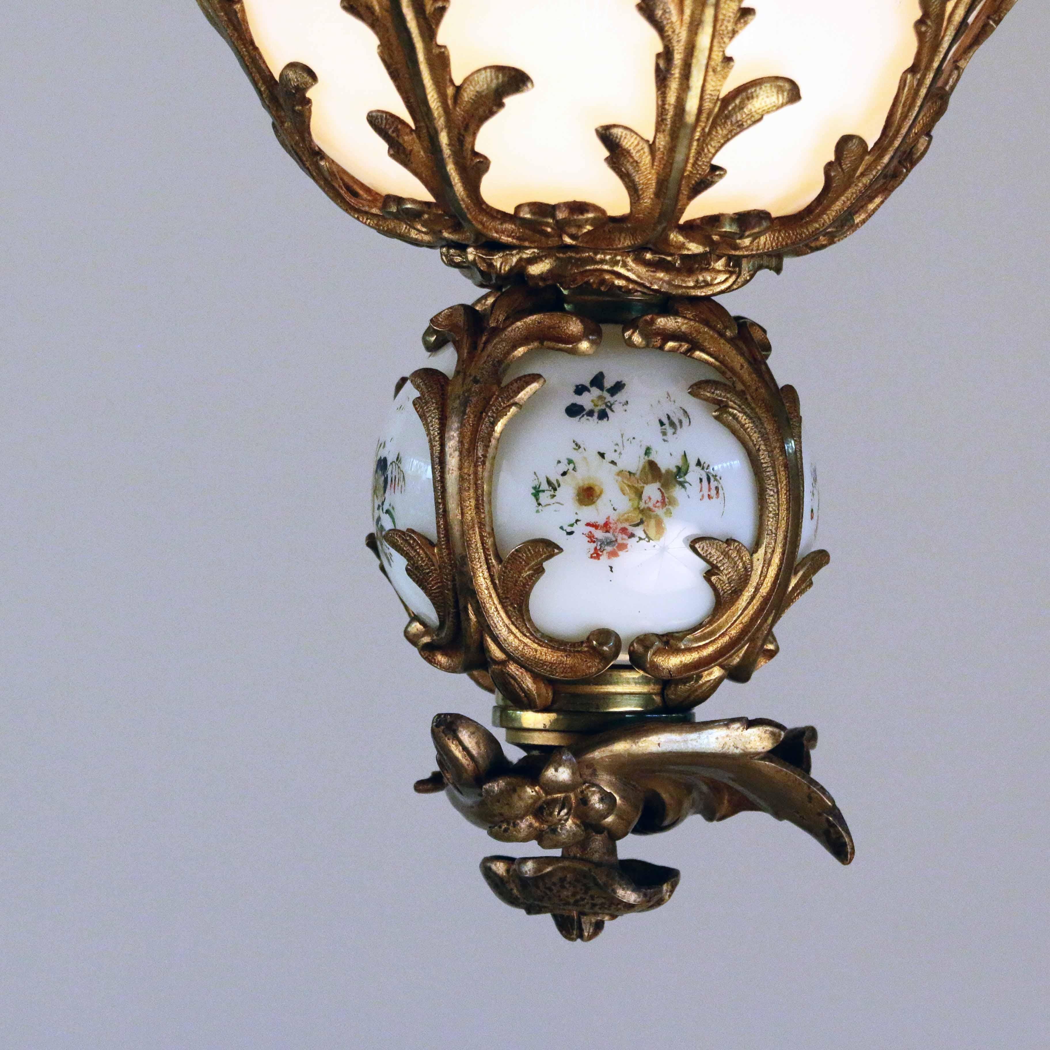 19th Century French Louis XV Style Rococo Bronze and Glass Eight-Light Chandelier