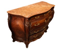 French Louis XV Style Rosewood Bombé Commode with Marble Top