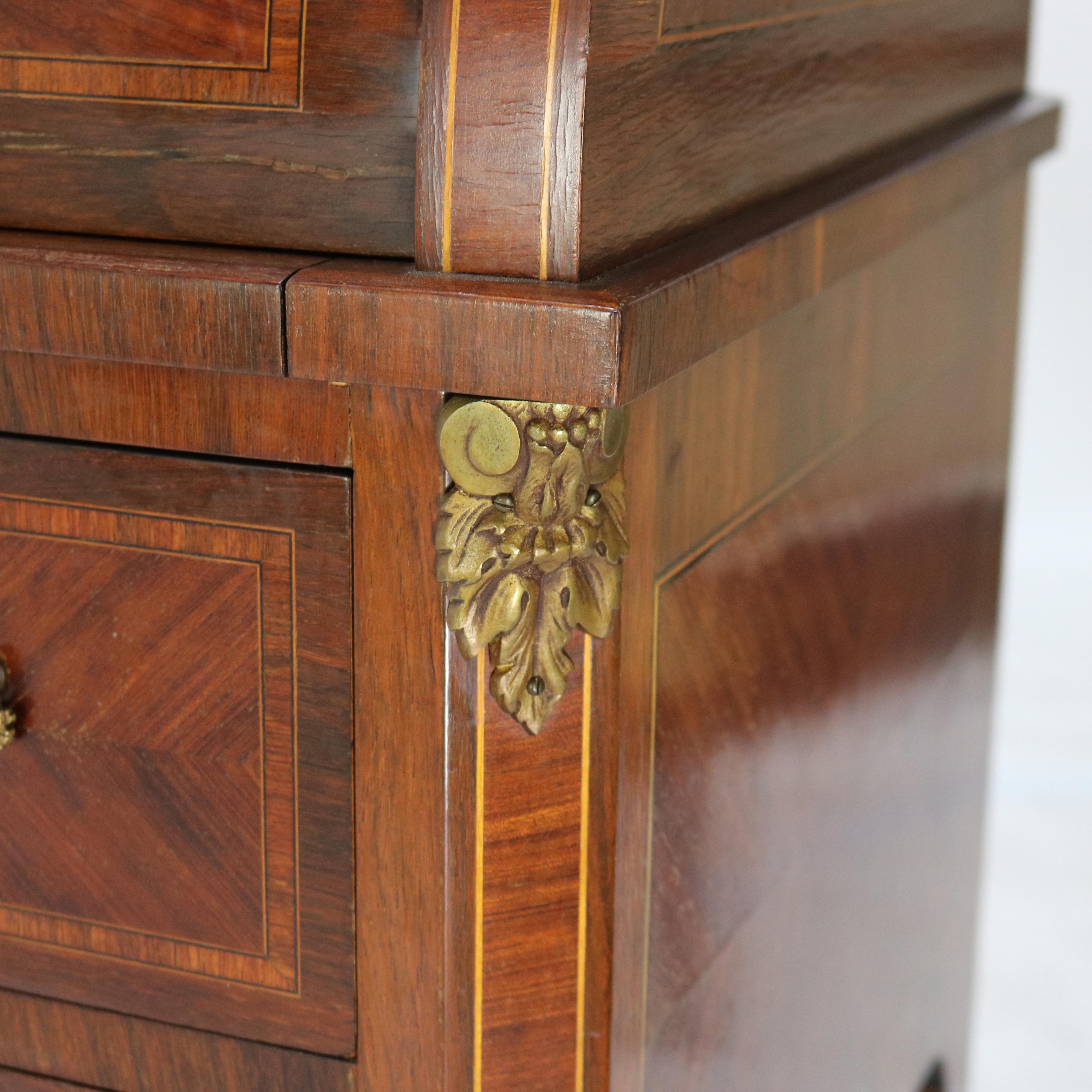 Bureau de dame en palissandre, bois de roi et bronze doré de style Louis XV, C.S. en vente 5